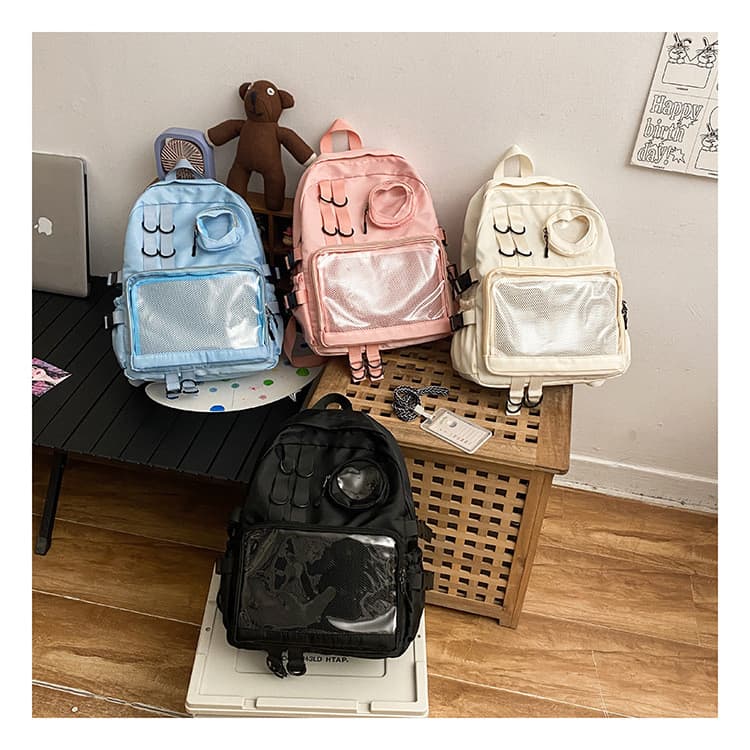 Mochila transparente estilo japonês para escola, mochila de grande capacidade para estudantes, bolsa para laptop univers