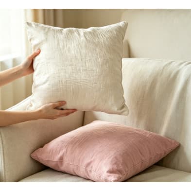 Almofada 45x45cm Linho Resistente com Enchimento, Macia para Sala Varanda Quarto