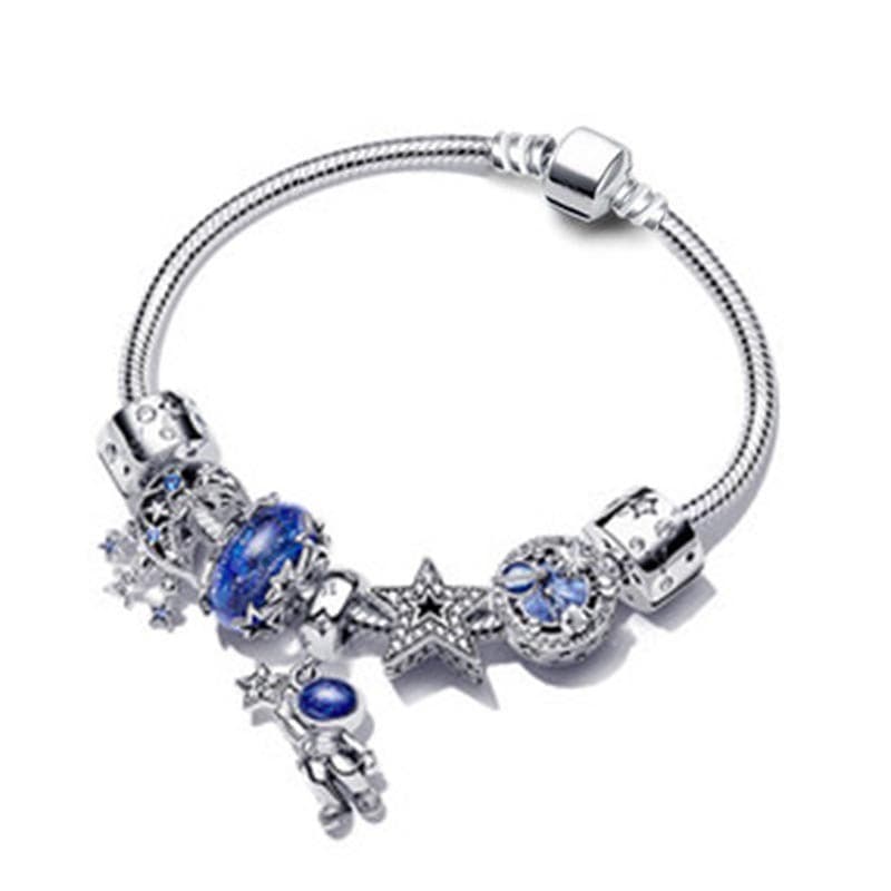 Pingente Selecionador de Estrelas da Série Galáxia Estrela Azul, Pulseira de Cristal QKOY