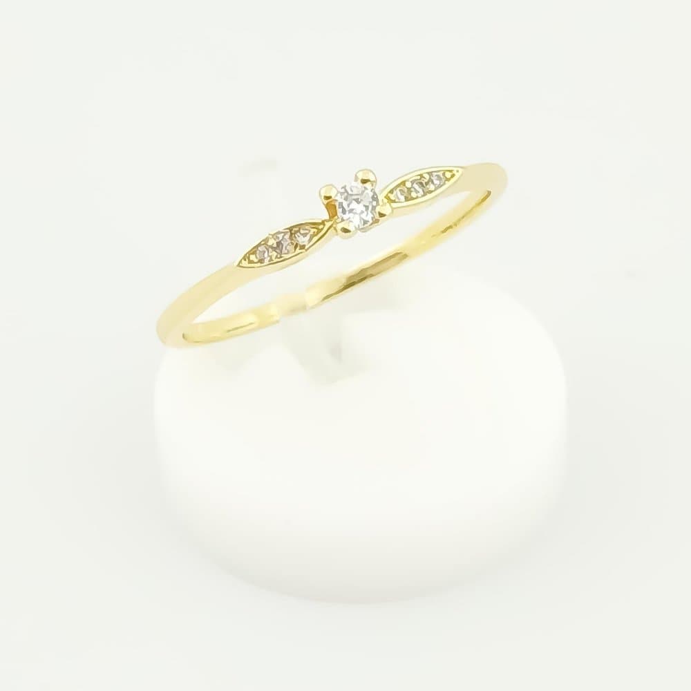 Anel Solitário Delicado Pedrinha Quadrada Banhado a Ouro 18k 20