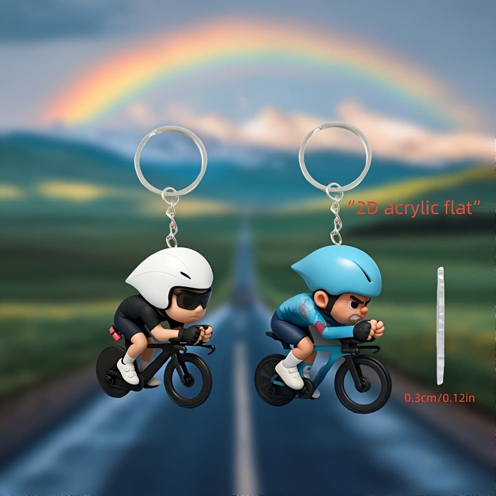 Ciclista 2D Flat Acrílico Chaveiro Bonito Road Bike Rider Pingente Bolsa De Esportes Ao Ar Livre Charme Presente Perfeit