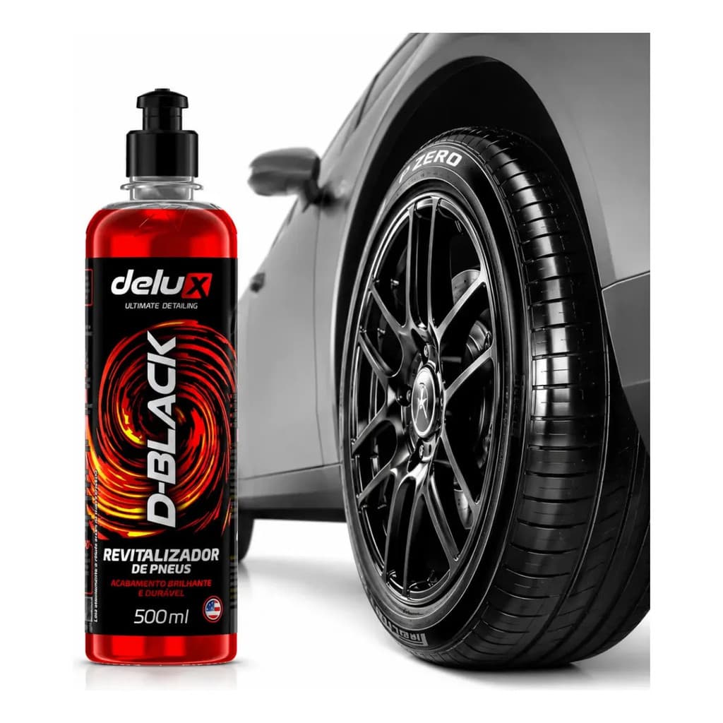 Pretinho Pneus D-Black Delux 500ml Renovador Borracha Efeito Molhado Proteção UV Durabilidade Automotivo Super Brilho