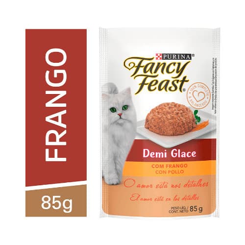 Ração Úmida Fancy Feast Sachê Demi Glace para Gatos Adultos sabor Frango 85g - KIT COM 15 UNIDADES