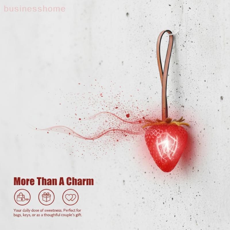 < busines > Simulação Resina Morango Saco Pingente Elegante Fruta Chave Charme Bolsa Para Casais Presente De Natal Novo