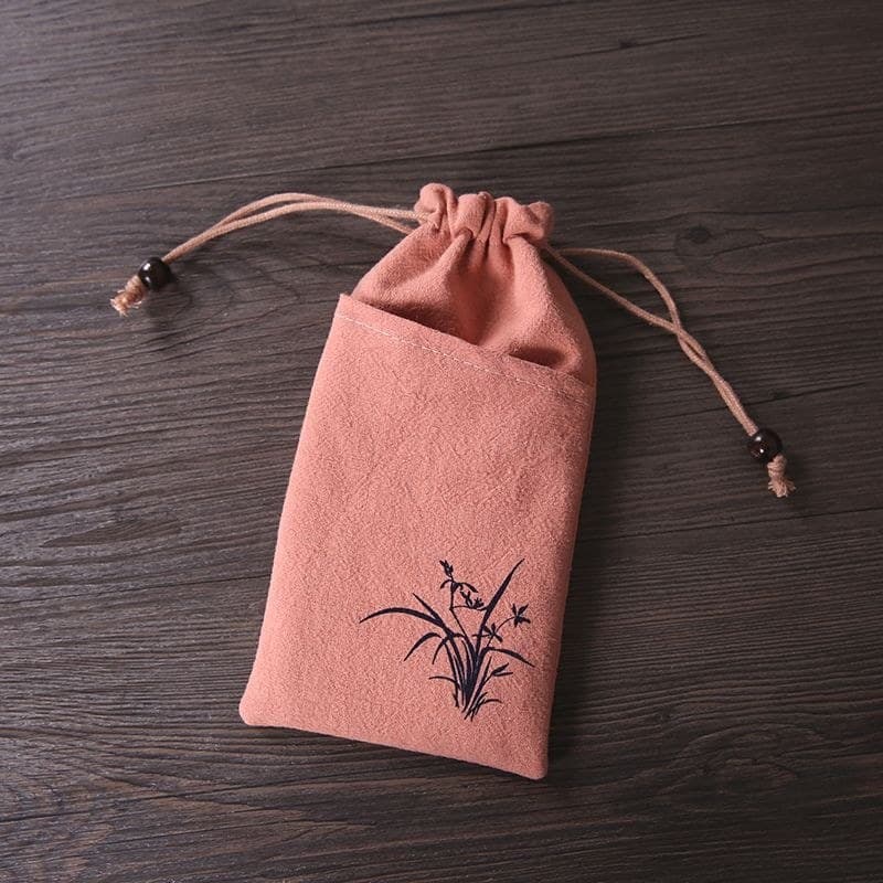 Bolsa para celular de linho de algodão Bolsa de algodão Universal de camada dupla para Smartphone Bolsa de flanela de ce