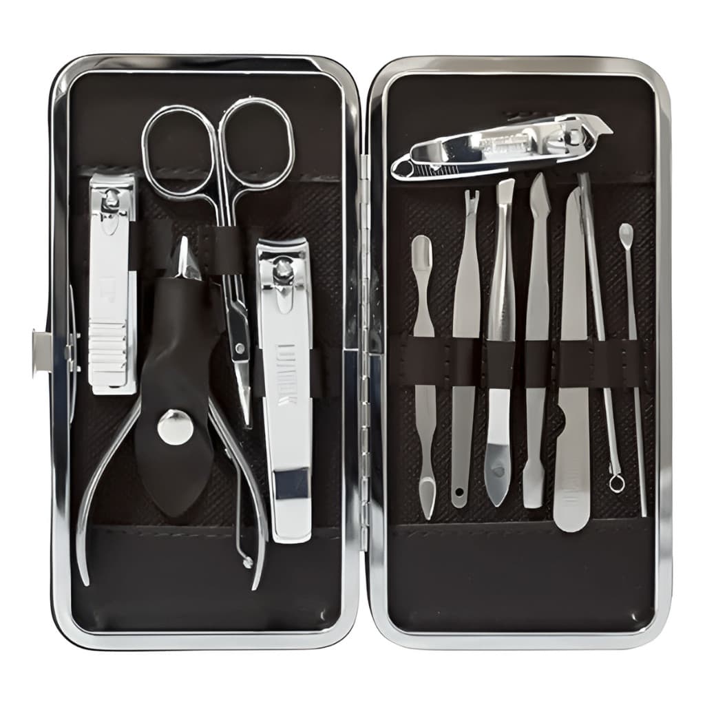 Kit Manicure Pedicure 12 Peças com Estojo Portátil Cortador de unhas – Cuidado Completo para Unhas