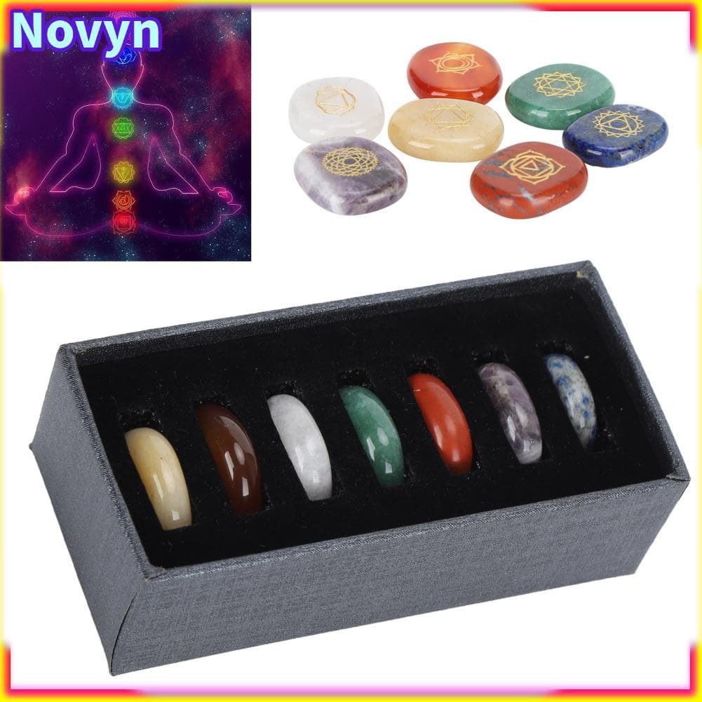 Conjunto de pedras de chakra Keenso 7 peças para meditação energética em formato irregular com embalagem de caixa
