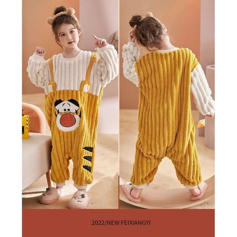 [JTZ] Outono Inverno Pijama Infantil de Uma Peça Meninos Flanela Meninas Homewear Estilo Inverno Forro de Lã Engrossado