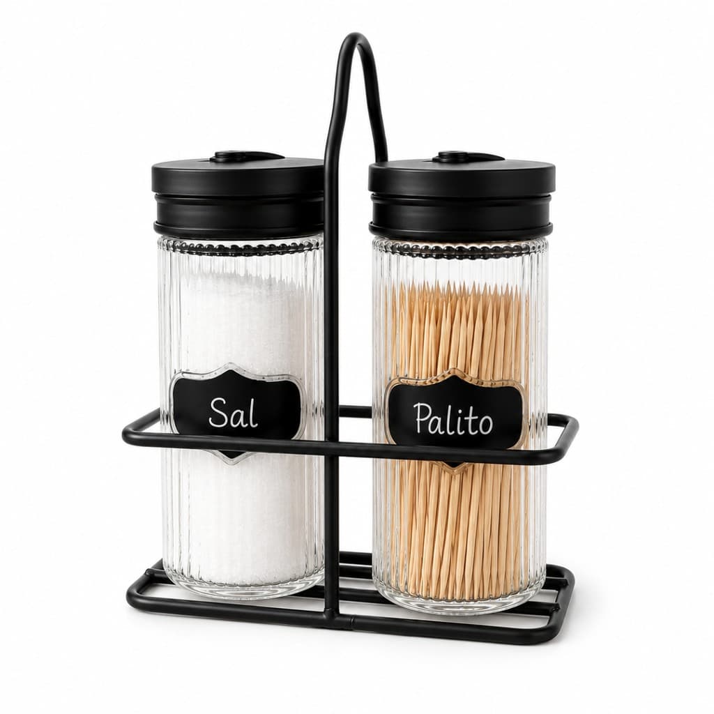 Porta Sal E Palito Saleiro Paliteiro Vidro C/suporte Cozinha