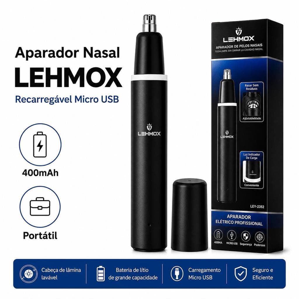 Aparador de Pelos Nasais LEHMOX LEY-2352 Recarregável Portátil Cabeça Lavável