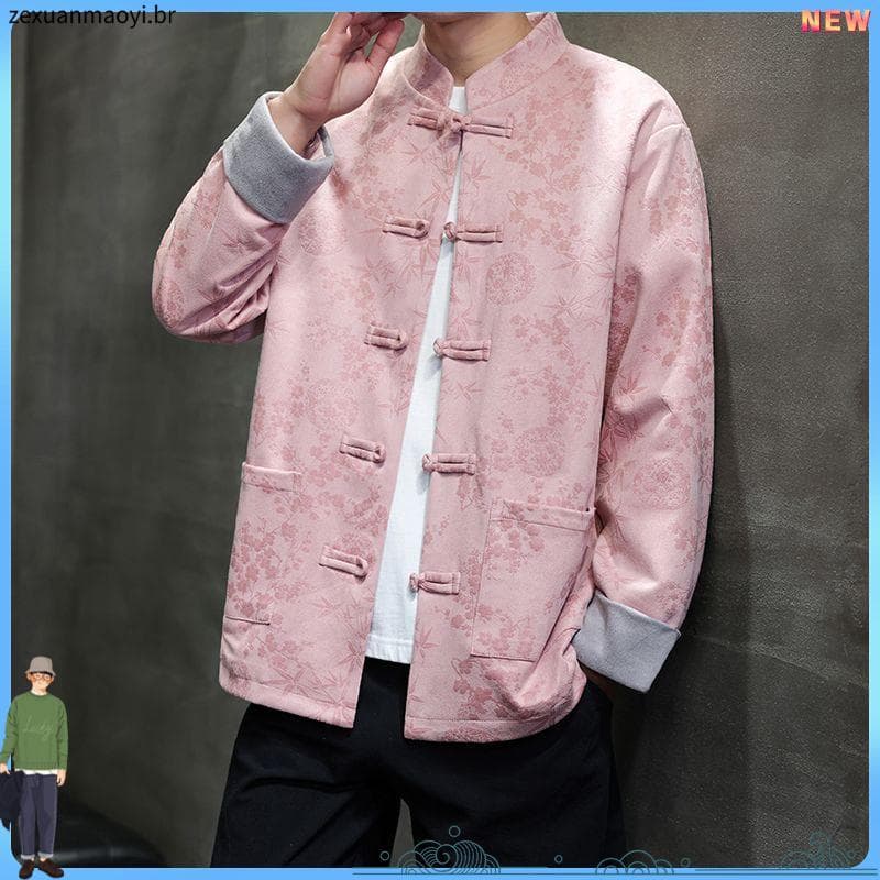 Primavera outono novo estilo estilo chinês Tang terno novo estilo chinês fivela jaqueta masculina terno de montanha chin