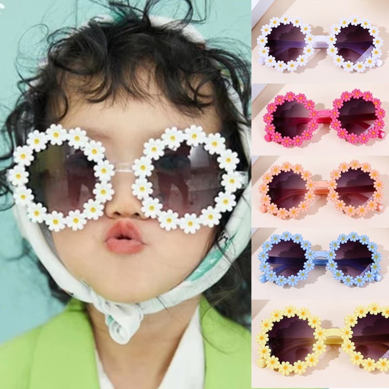 Novo estilo margarida óculos de sol infantis bonito óculos de sol do bebê meninos meninas flor óculos de sol festa