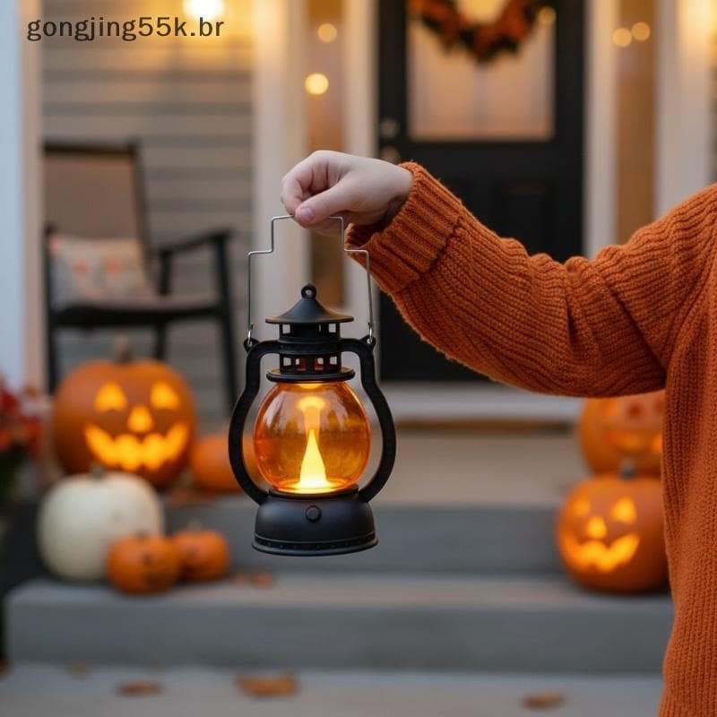 gon Halloween LED Lanterna De Abóbora Pendurada Lâmpada Fantasma Retrô Alimentada Por Bateria Para Festa Em Casa Quintal