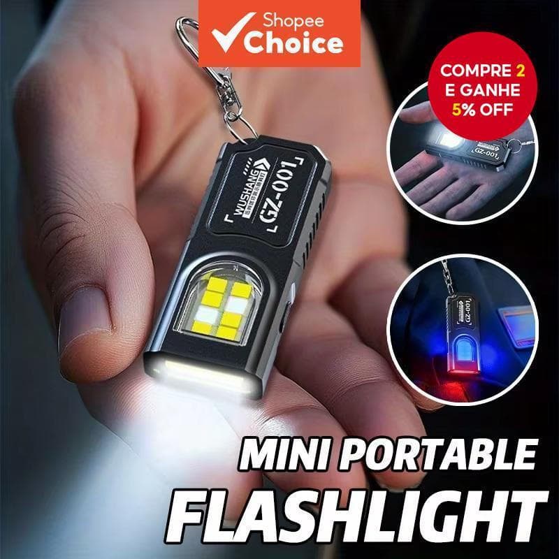3 peças mini lanterna chaveiro LED COB poderosa recarregável USB C luz de trabalho pendurada à prova d'água para