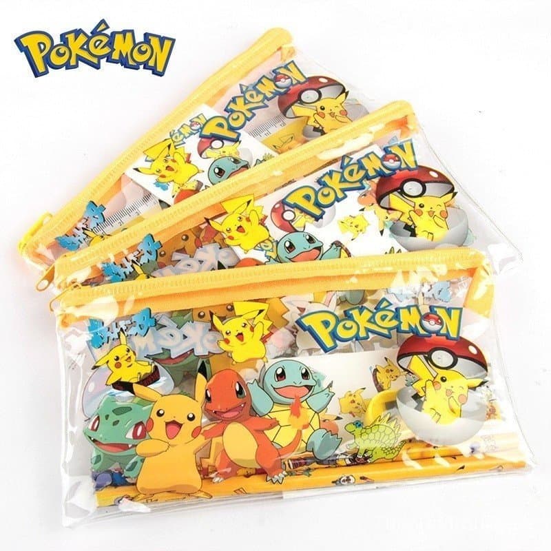 Conjunto de 5/1 peças de material escolar do anime Pokémon Pikachu, presente de aniversário para estudantes