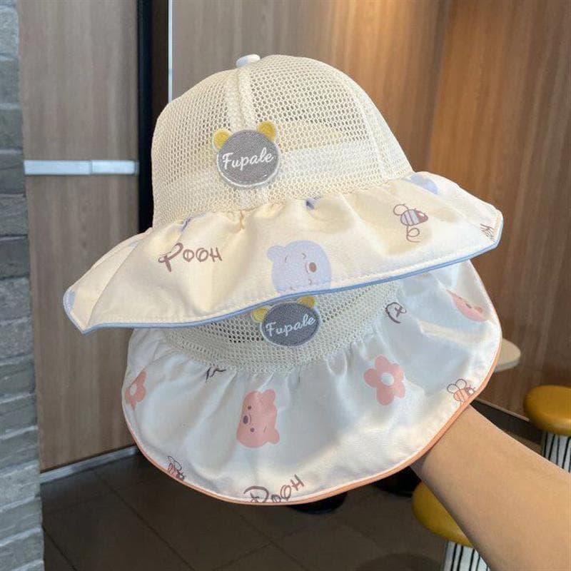 Crianças chapéu de sol verão aba grande chapéu do bebê malha menino respirável chapéu de sol viagem menina Anti-fabrican