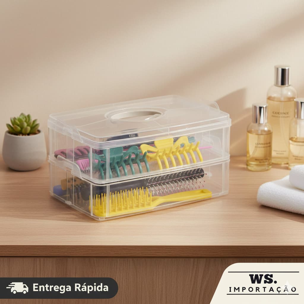 Maleta Organizadora Modular Sem Divisórias Caixa Portátil Transparente Resistente para Cosméticos