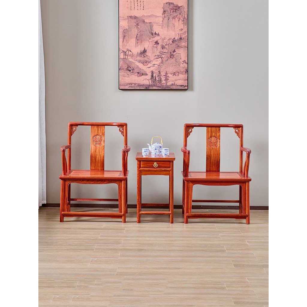 Cadeira Rosewood South Palace traseira de mogno Novo estilo chinês Cadeira de chá totalmente de madeira maciça C