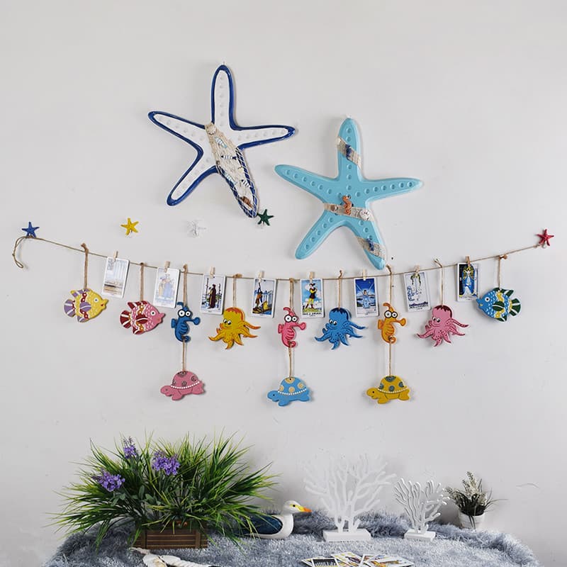 Estilo mediterrâneo 47CM de madeira estrela de cinco pontas decoração pingente em estilo quarto infantil sala de estar s