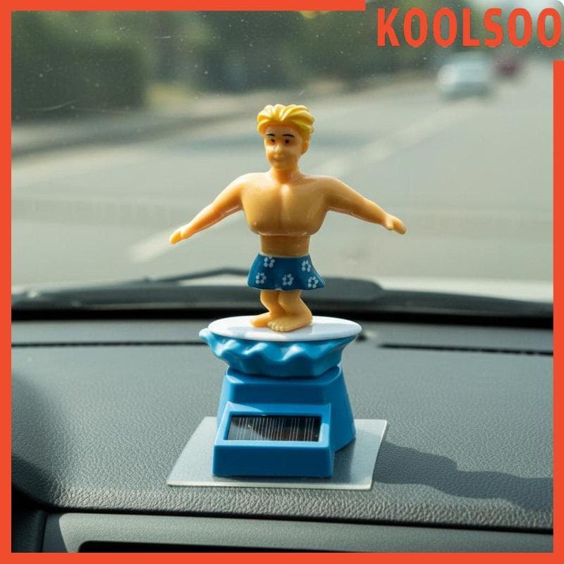 [Koolsoo] Ornamento De Veículo Bobblehead Solar Bobble Head Surf Boy Estilo Desenho Animado Painel Oscilante Para Mesa