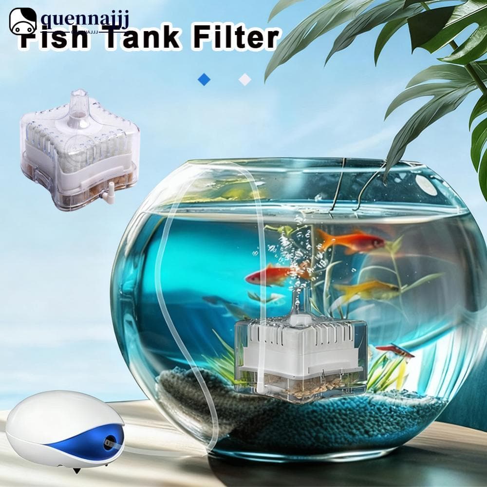 QUENNA 3-Em-1 Mini Filtro De Aquário Circulação De Água Auto Limpeza Ultra Silencioso Para Pequeno Tanque De Peixes Desk