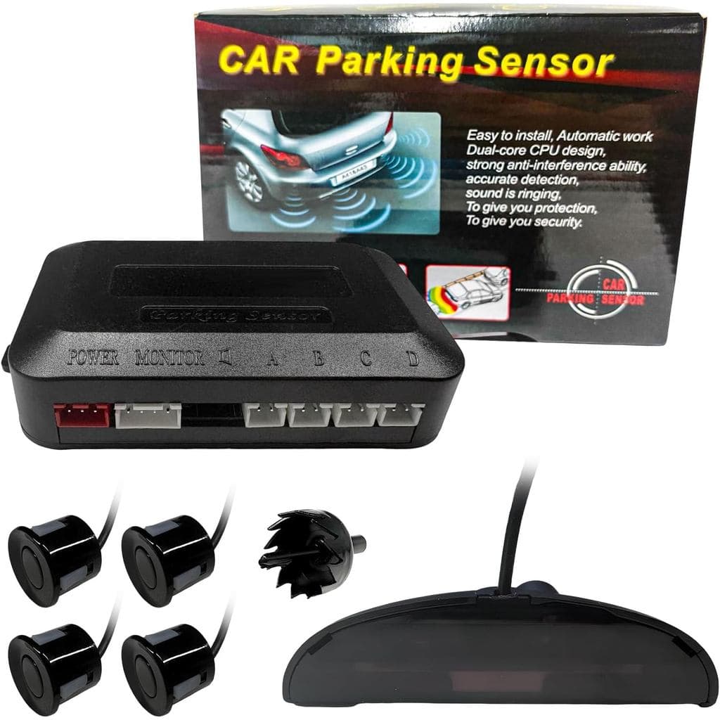 Sensor de Estacionamento para Carro, Sistema de Radar de Ré com Aviso Sonoro, com 4 Sensores de Estacionamento, Kit de S