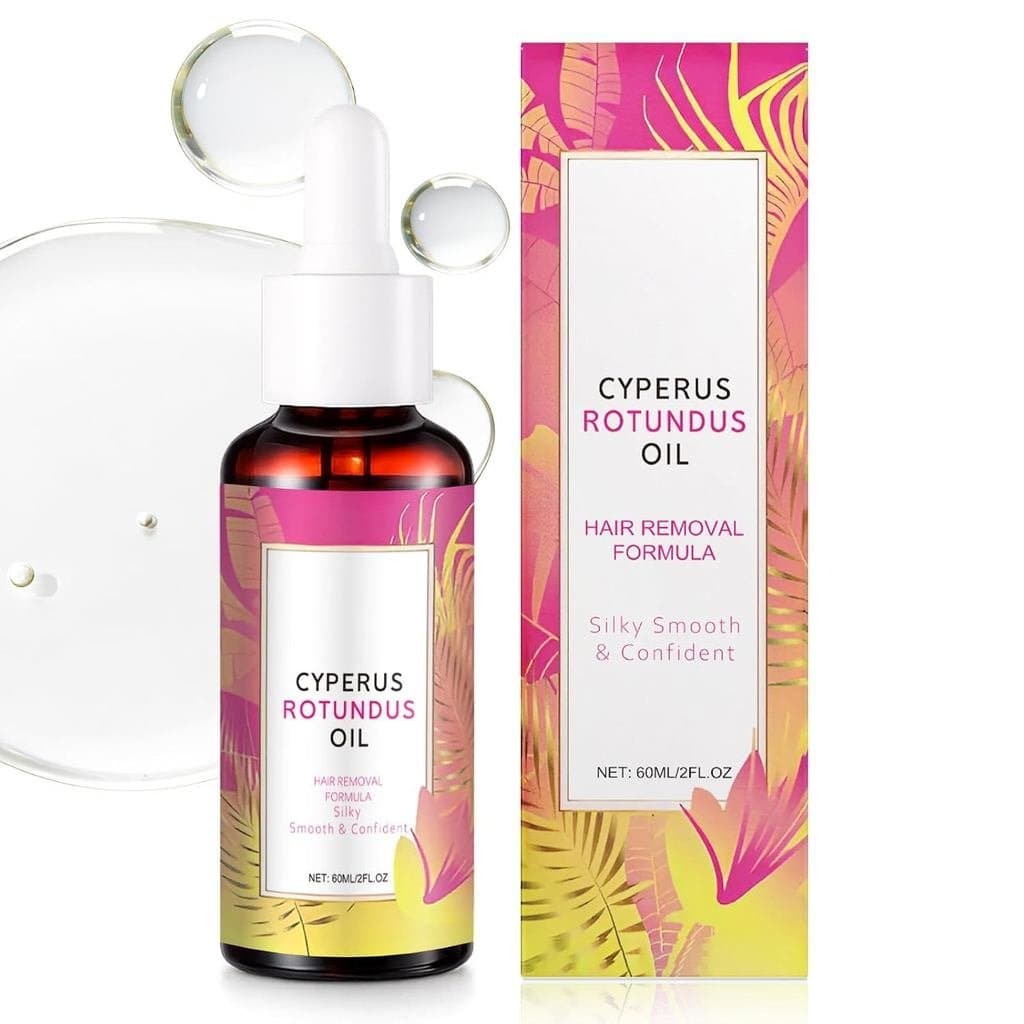 Óleo de Cyperus Rotundus para Remoção de Pelos – 60ml de Óleo Natural de Cyperus Rotundus com Jojoba e Óleo de Tea Tree,