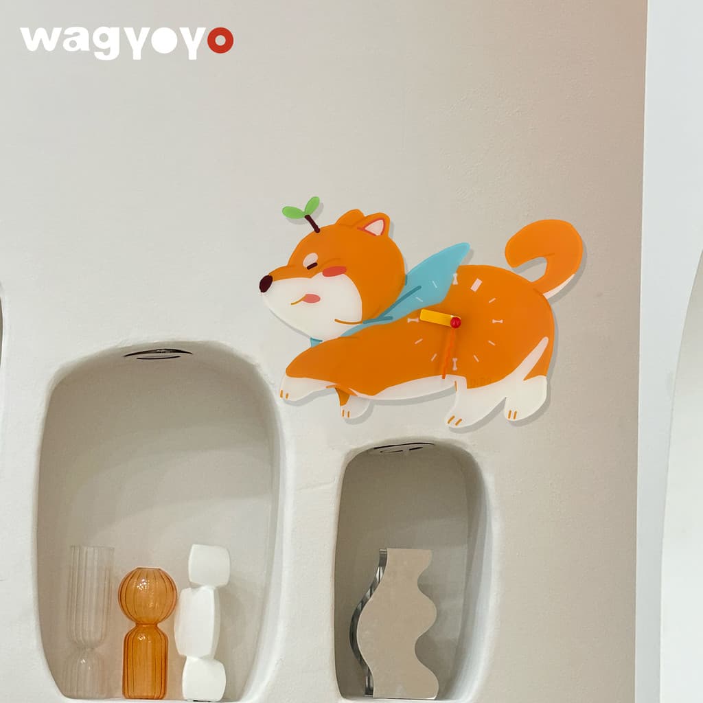 Original Shiba Inu relógio de parede decoração arte macio criativo bonito filhote de cachorro relógio de parede mudo