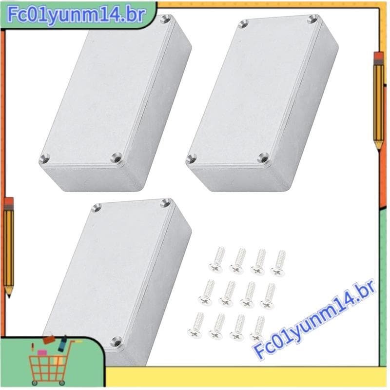 3 Pçs 125B/1590N1 Alumínio Guitarra Efeito Pedal Gabinete Metal Stomp Caixa Inacabado 122x66x39.5mm Com Borracha