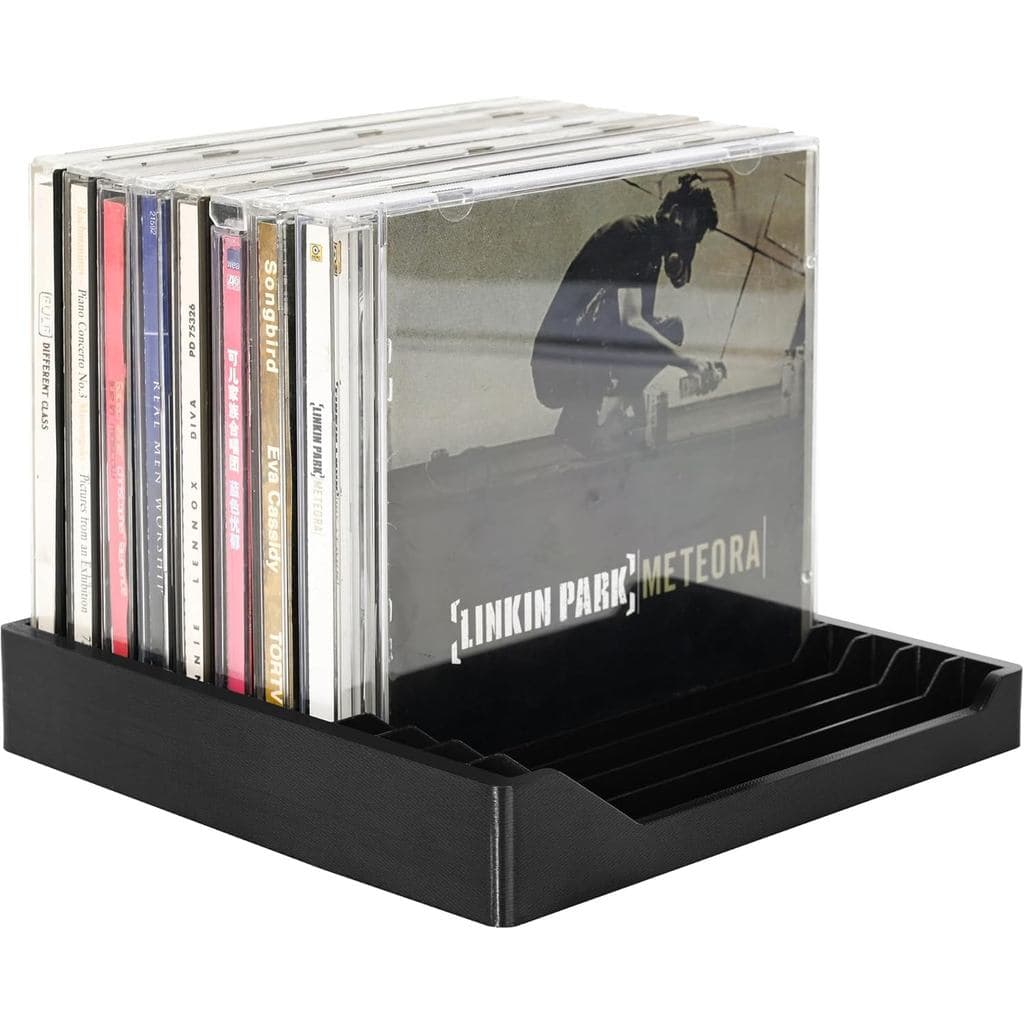 Suporte para CDs CELSOL – Armazenamento de CDs em Estilo Vinil para 12 Discos, Organizador de CDs Premium em Preto Fosco