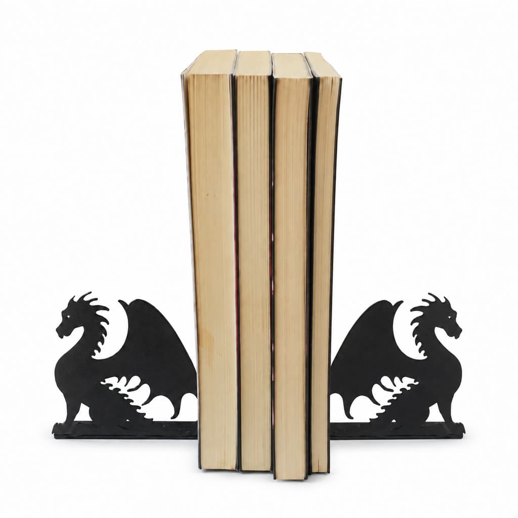 Suporte Aparador De Livros Dragão Decorativo Preto Porta Livros Para Estante Prateleira Organizador Geek Fantasia