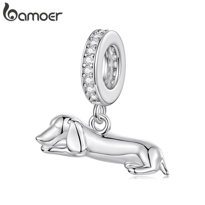 Bamoer Charm Sleeping Dachshund Pingente DIY Para Pulseira Presentes Mulheres