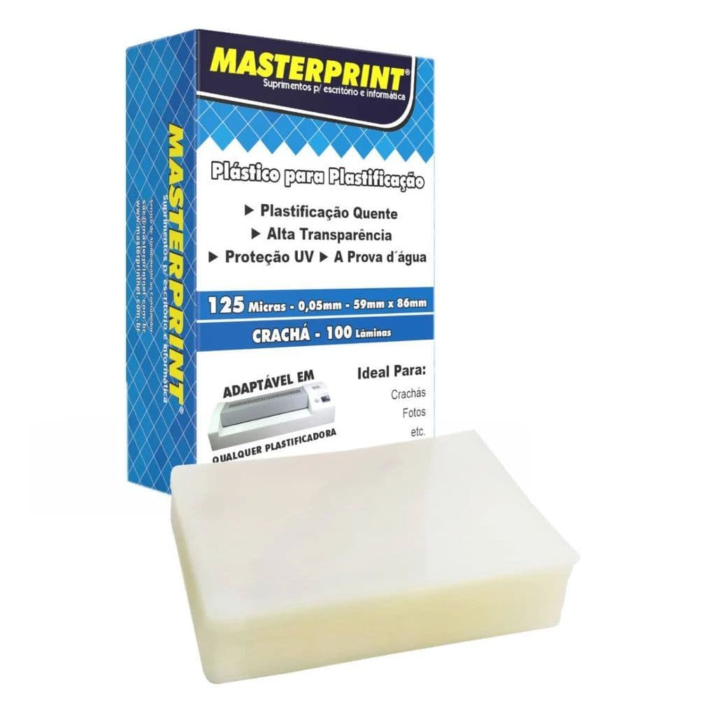 Plástico para Plastificação Crachá 59X86 125micros 0,05 C/100f