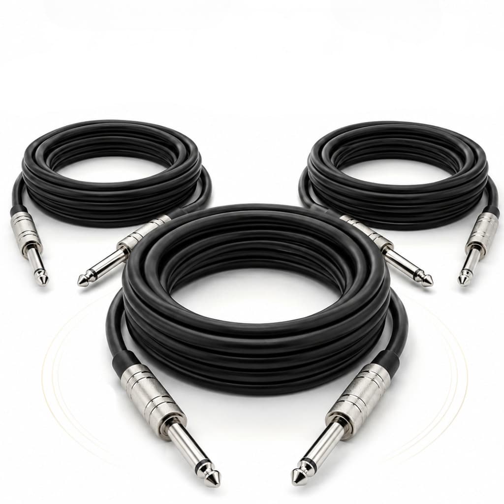 Kit 3 Cabos P10 P10 Mono Para Guitarra Violão Baixo Amplificador