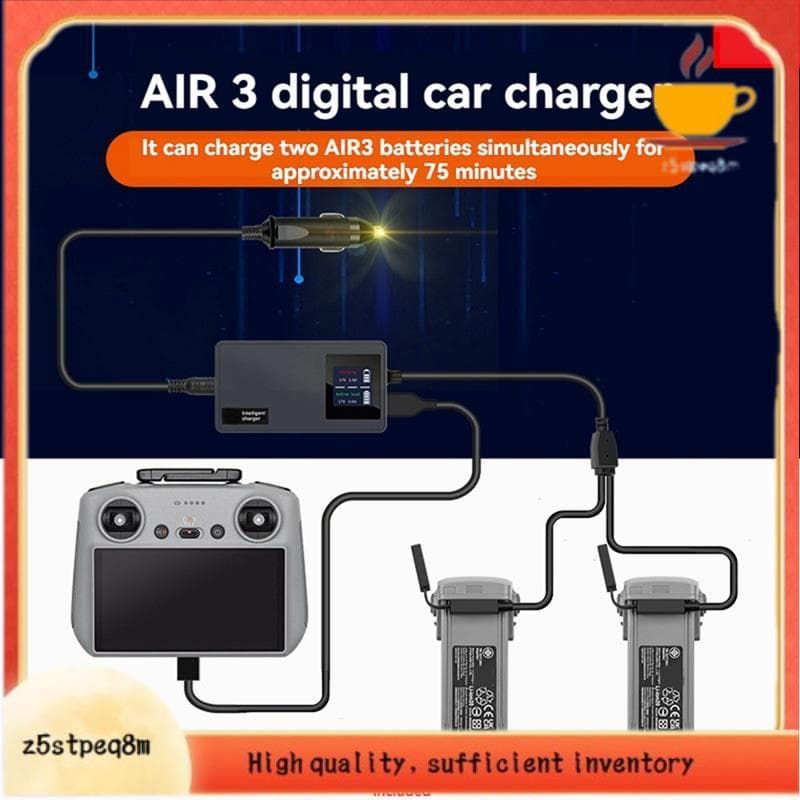 Carregador De Carro Com Display LED Inteligente Portátil Para AIR 3/3S Bateria Controle Remoto Hub De Veículo
