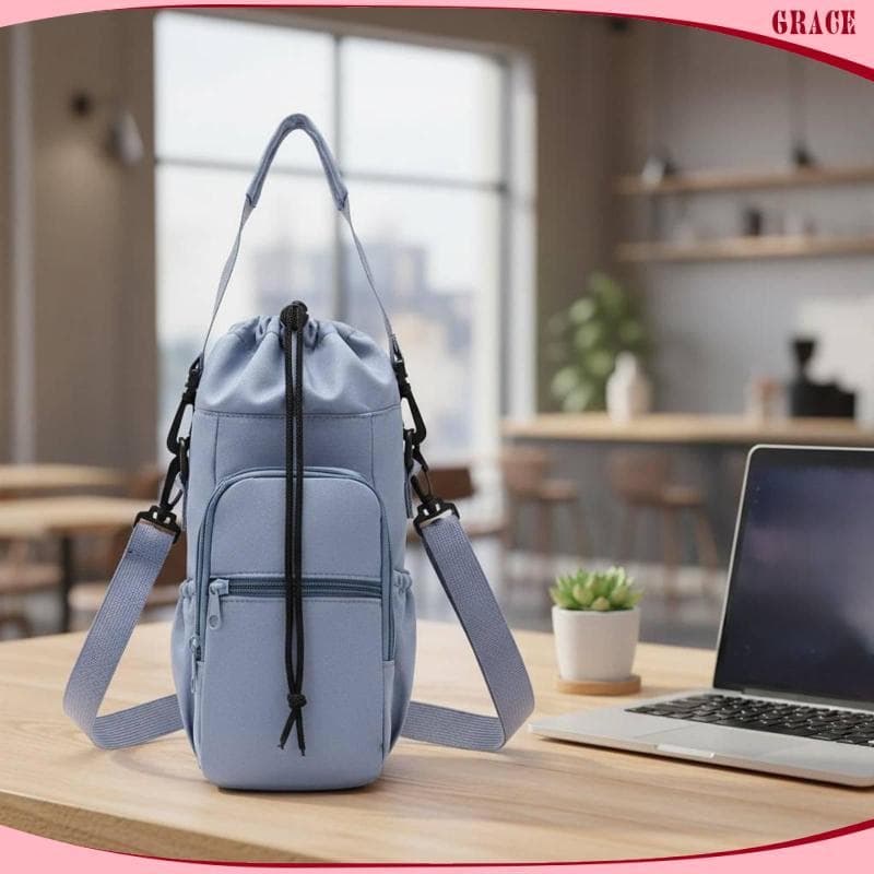 [Grace_sz] Bolsa Para Garrafa De Água Crossbody Porta-Garrafas Isolada Com Alça Academia , Caminhada