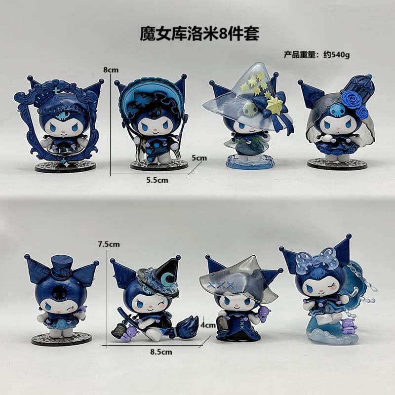 [Novo estilo Popular] The Witch Kuromi Conjunto de 8 peças Festival mágico Brinquedos da moda Cápsula Brinquedos Modelo