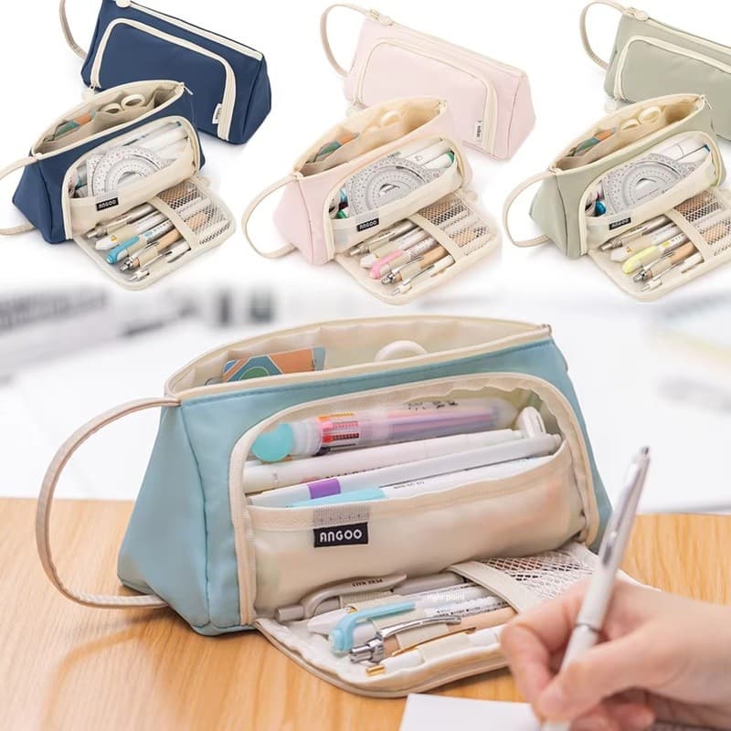 Kawaii Grande Capacidade Lápis Caso Lona Bolsa De Armazenamento Marcador Caneta Papelaria Saco Escola Escritório Organiz