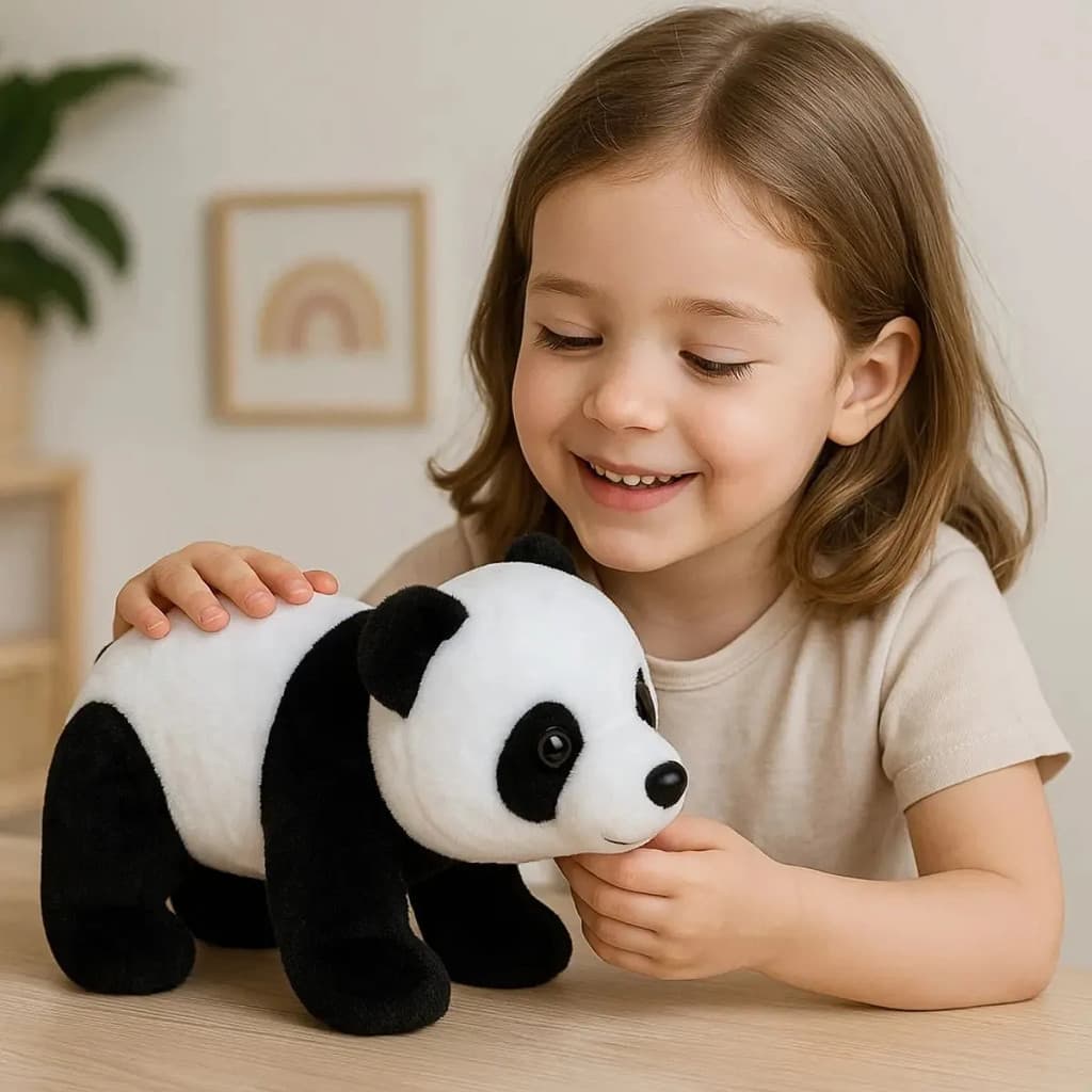 Panda De Pelúcia Brinquedo Infantil Lavável Com Cor Branco/Preto