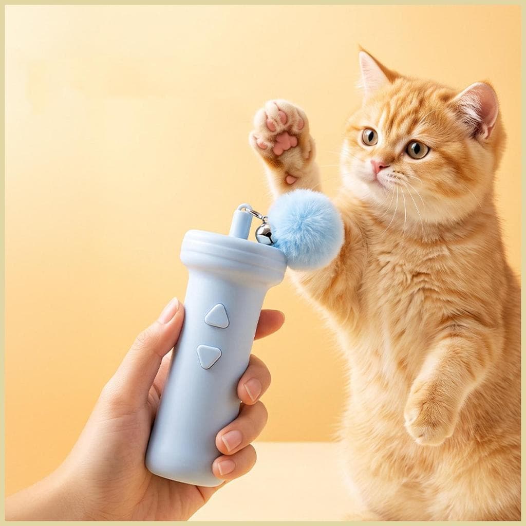 Varinha Interativa Brinquedos Para Gatos Com Bola De Pelúcia Diversão Automática Retrátil Teaser Vara Gato Interativos j
