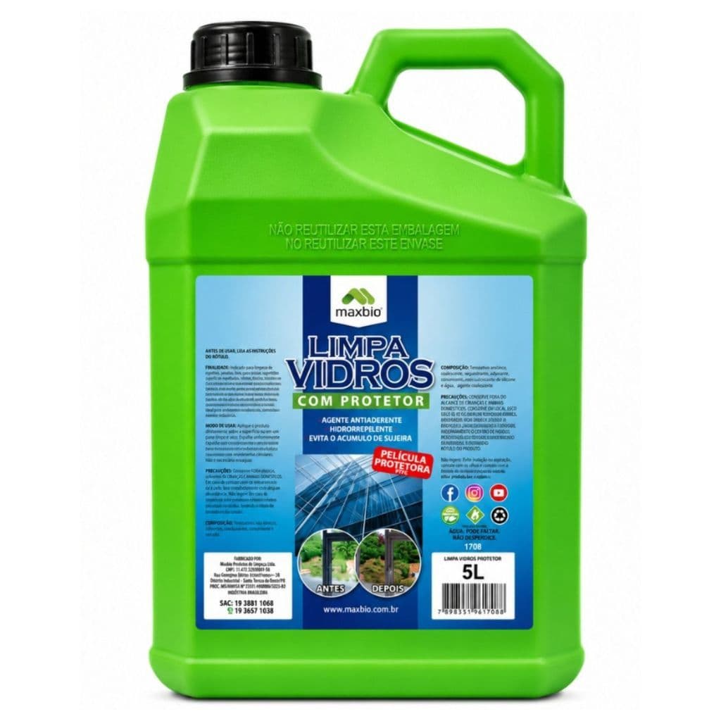 Limpa Vidros Maxbio Blindex Espelho Protetor Remove Sujeiras E Manchas Hidrorepelente Antiaderente Protege Brilho