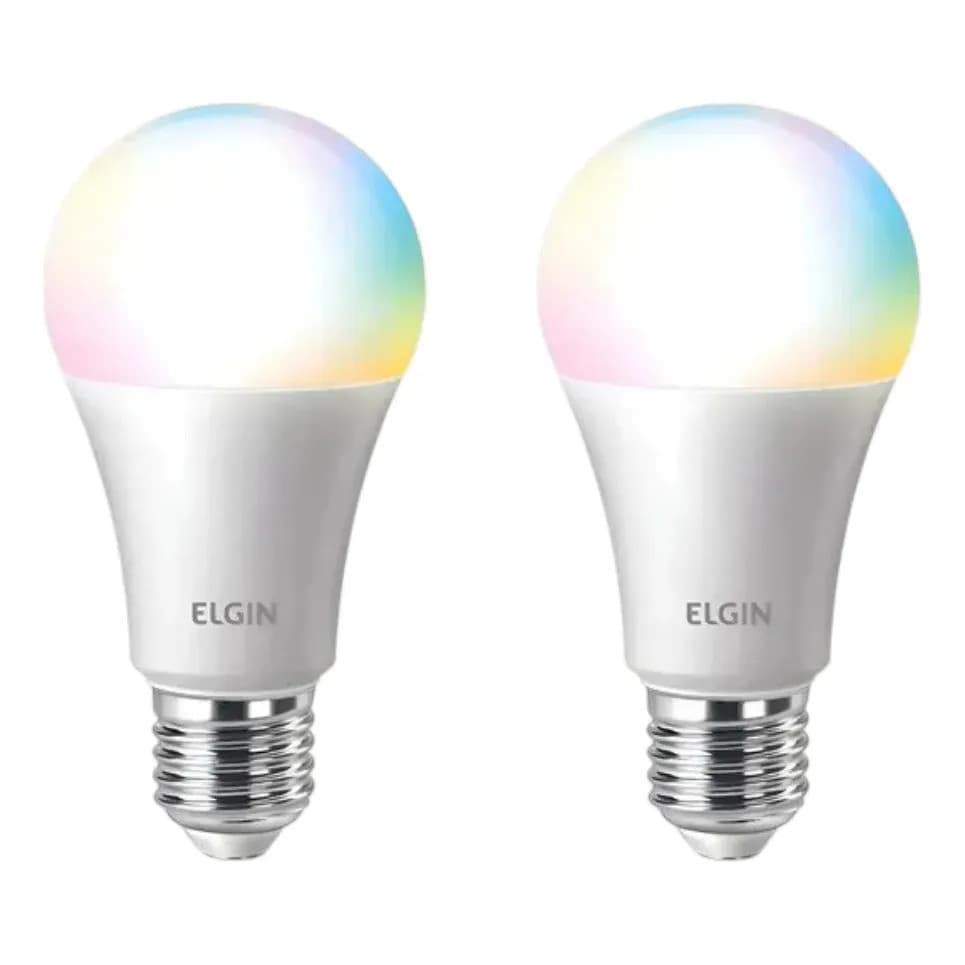 Kit 2 Lampada Led Bulbo 10w Smart Rgb - Elgin + Nf