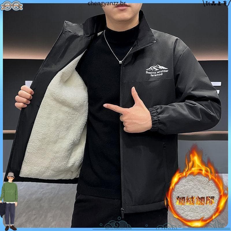 Forro de lã inverno engrossado jaqueta quente Casual algodão jaqueta 2025 novo estilo na moda jaqueta gola jaqueta