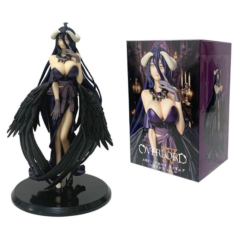 Figura de ação em PVC de 18cm do anime japonês Overlord, Albedo em vestido preto, modelo para decoração de mesa e coleçã