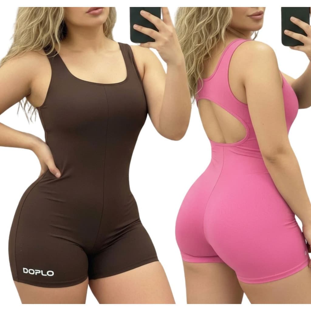 Kit 2 Macaquinho Slim Curtinho Modelador Academia para Treino Moda Fitness Feminina