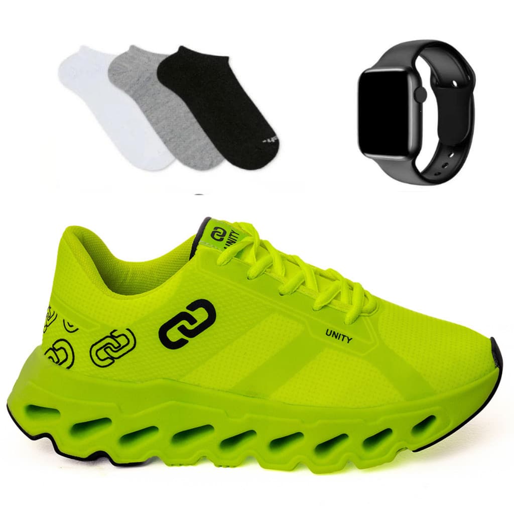 Tênis Masculino Unity Onyx Confortável Caminhada Academia com Relógio digital e Meia