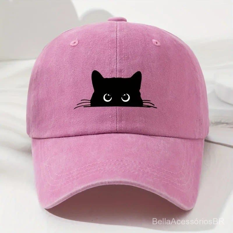 Boné De Beisebol Estampado De Gato Preto Retrô Masculino E Feminino Elegante Chapéu Ao Ar Livre Com Beirais Ajustáveis A