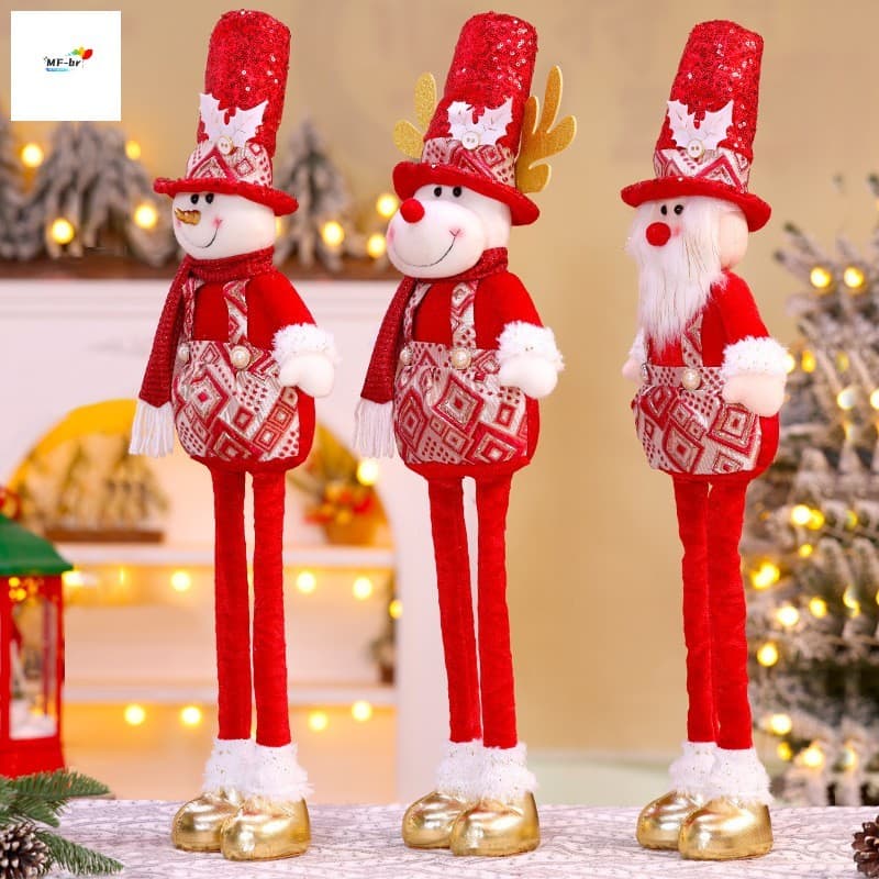 2027 Decorações De Natal-Enfeites De Boneca De Alce Telescópicos Vermelhos Do Boneco De Neve Papai Noel