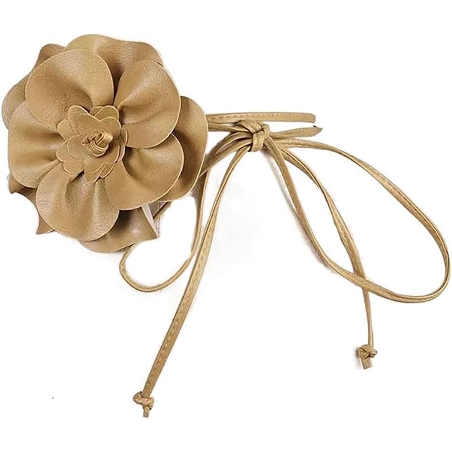 Cinto de Corda com Laço Floral Grande para Mulheres, Casual, de Couro, para Vestido Elegante