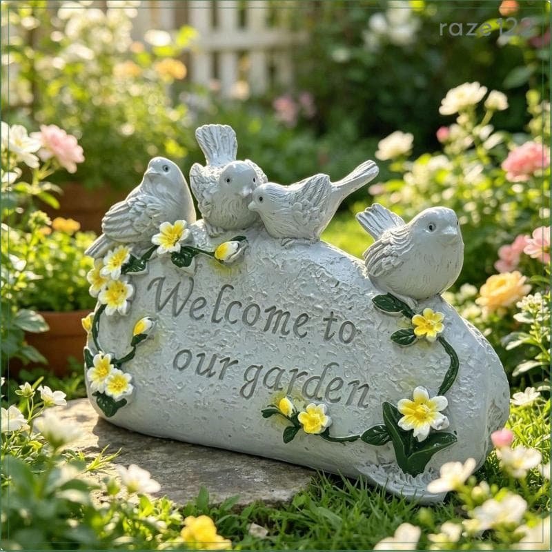 [Raze122] Sinal De Boas-Vindas Avian , Resina Ornamental , Jardim , Resistente Às Intempéries , Decoração Floral Para Pá